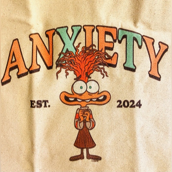 Disney Parks/Store Inside Out 2 pixar Canvas Tote Bag NEW Graphic Print Anxiety - Picture 3 of 5